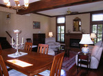 Dining area overlooking living room