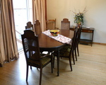 Dining room with sliding doors to deck