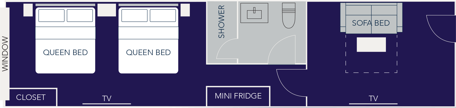 2 Queen Beds American and Niagara Falls View with Sofa Bed - Floor 40
