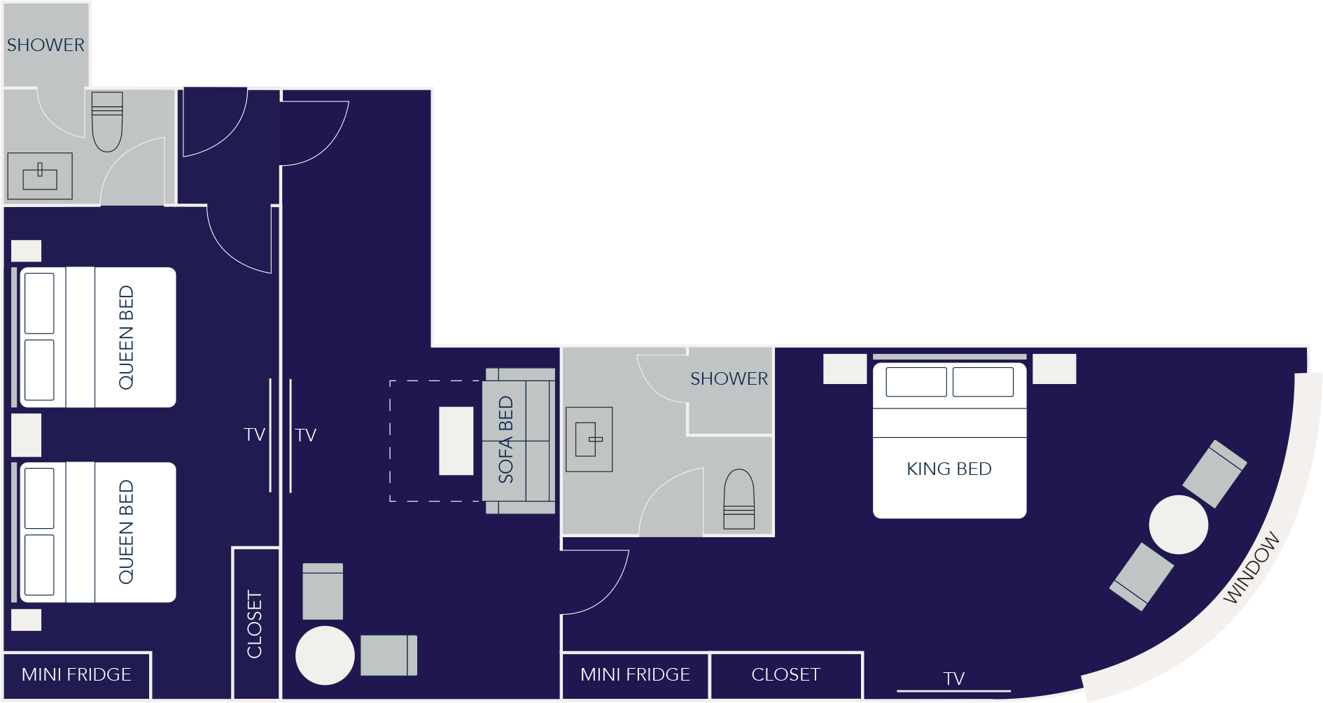 1 King Bed and 2 Queen Beds American and Niagara Falls View Suite with Sofa Bed